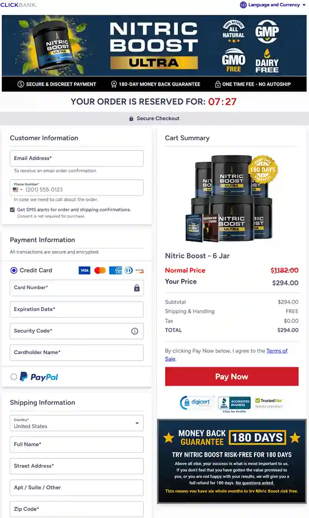 Nitric Boost Ultra Order Page